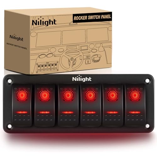 Nilight 6 Gang Rocker Switch Panel SPST On Off 5PIN Electrical - Product Imagery