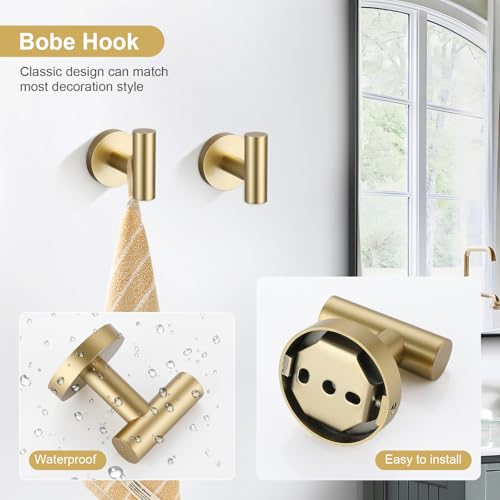 TQKAG 5 Piece Bathroom Accessories Set Brushed Gold Bathroom - Product Imagery