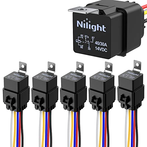 Nilight 5 Pack Waterproof Relay and Socket Harness 40/30 AMP - Product Imagery
