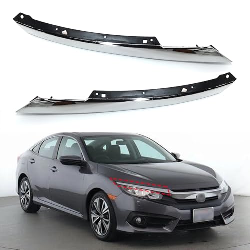 2PCS Chrome Grille Molding Headlight Eyelid Fits 2016-2018 Honda - Product Imagery