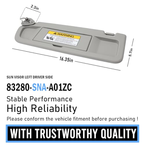 Sun Visor Diver Side 83280-SNA-A01ZC Fit for 2006-2011 Honda - Product Imagery