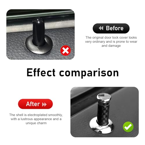 WZP 4PCS Car Door Lock Knobs, Carbon Fiber Door Lock Bolt Pin - Product Imagery