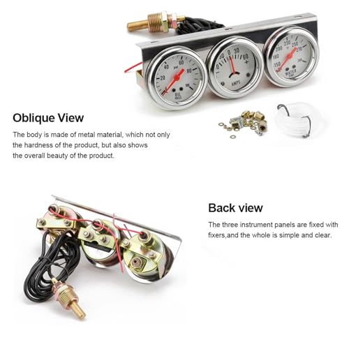 2'' 52mm Universal Chorme 12V DC Car Triple Gauge Kit Psi Oil - Product Imagery