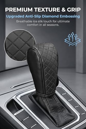 Car Gear Shift Cover, Anti-Slip Breathable Shift Knob Cover, - Product Imagery