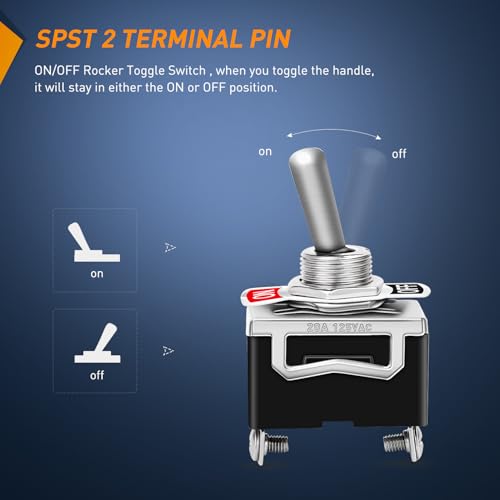 Nilight 90012E Heavy Duty Rocker Toggle 15A 250V 20A 125V SPST - Product Imagery
