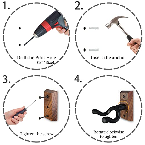 Guitar Wall Mount, Walnut Wood Guitar Hanger, U-Shaped Guitar - Product Imagery