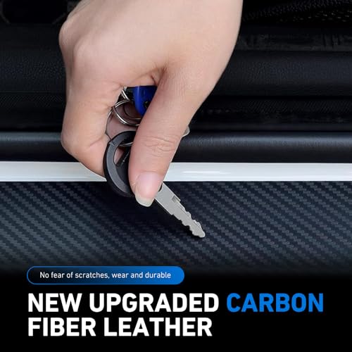 4PCS Car Door Sill Protector, Carbon Fiber Leather Auto Door - Product Imagery