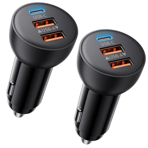 USB C Car Charger, 2 Pack 70W Fast Charging Cigarette Lighter - Product Imagery