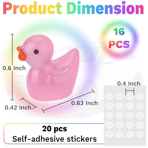 16 PCS Cute Duck Rearview Mirror Accessories, Luminous Ducks for - Product Imagery