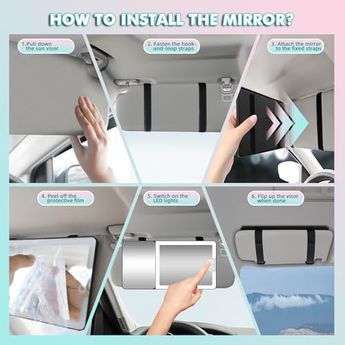 2pcs Car Sun Visor Vanity Mirror with Lights & 20X Magnification - Product Imagery