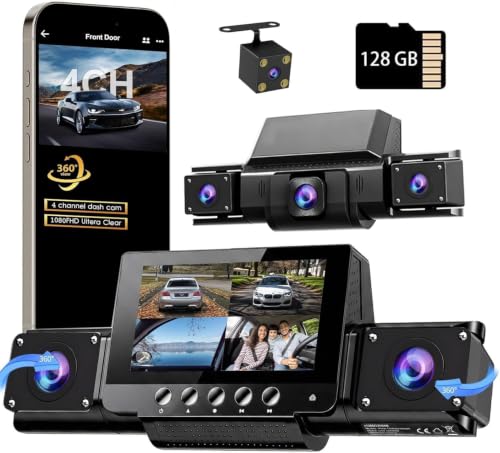 4 Channel Dash Cam Front and Rear,360°View, WiFi, APP,Dash - Product Imagery