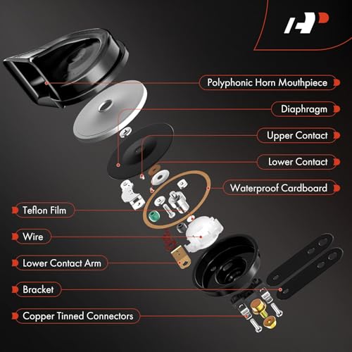 A-Premium Dual Snail Horn High Low Universal Electric Horns - - Product Imagery