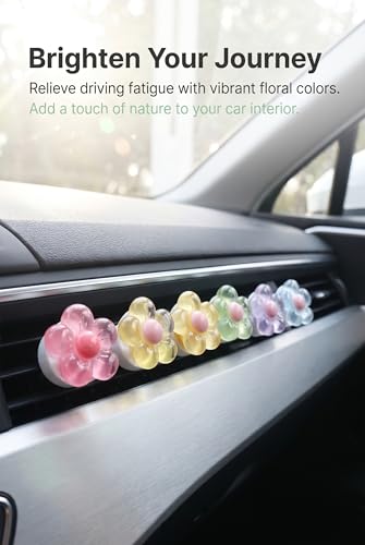 6 PCS Car Flower Vent Clips, Cute Car Accessories for Women, Car - Product Imagery