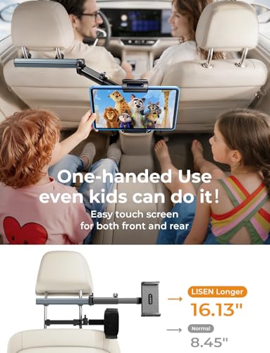 LISEN iPad Holder for Car Tablet Mount, Road Trip Essentials - Product Imagery