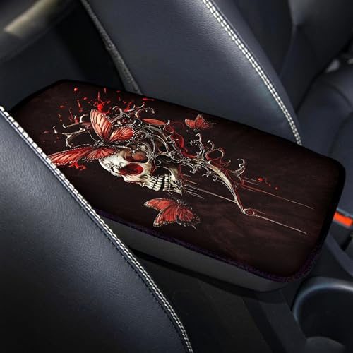 Gothic Skull Center Console Cover Butterfly Armrest Cover for - Product Imagery