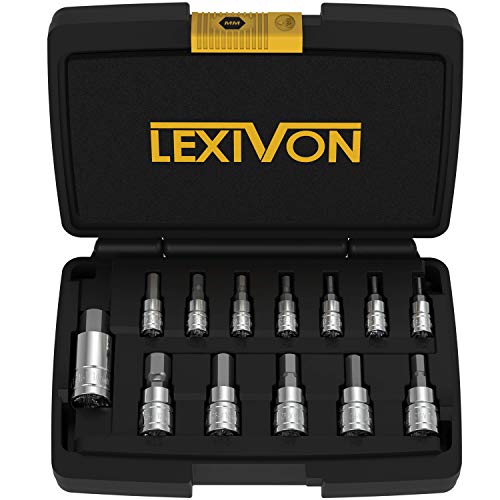 LEXIVON HEX Bit Socket Set, Premium S2 Alloy Steel | 13-Piece - Product Imagery
