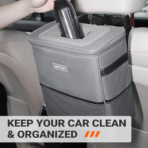 HOTOR Car Trash Can, Leakproof Car Organizer, 2-Gallon, Gray - Product Imagery