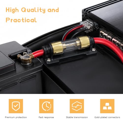 5 PCS 80A Inline Car Audio Fuse, Gold Plated Glass Auto Audio - Product Imagery