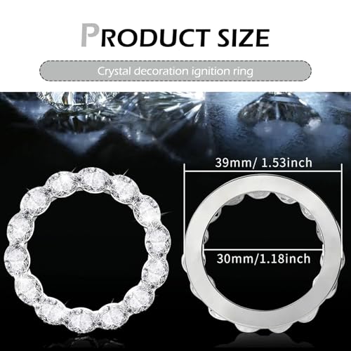 Car Bling Push Start Button Cover, Crystal Rhinestone Engine - Product Imagery