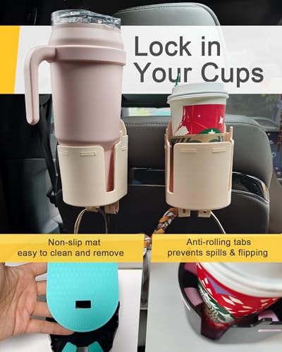 Headrest Cup Holder for Back Seat, Stable Spill-Resistant Drink - Product Imagery
