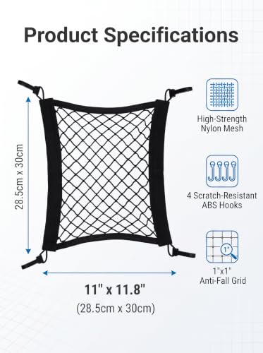 Motorcycle Cargo Net, 11" x 11.8" Small Elastic Storage Net, - Product Imagery