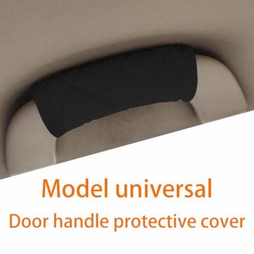 2PCS Car Grab Handle Covers Velvet Door Pull Protectors Black - Product Imagery
