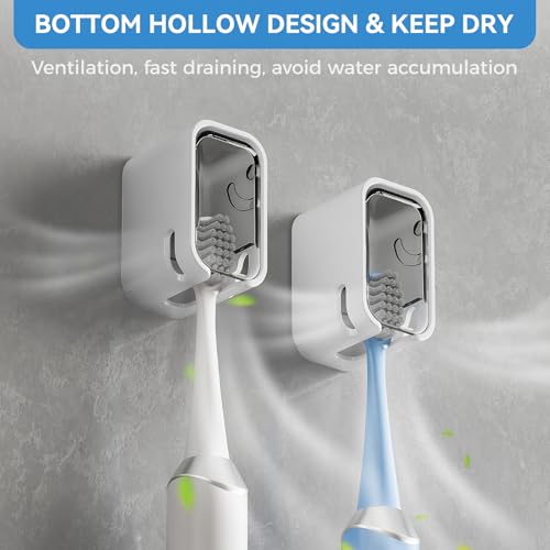 MOPMS Single Slot Toothbrush Holders Wall Mounted with Cover for - Product Imagery
