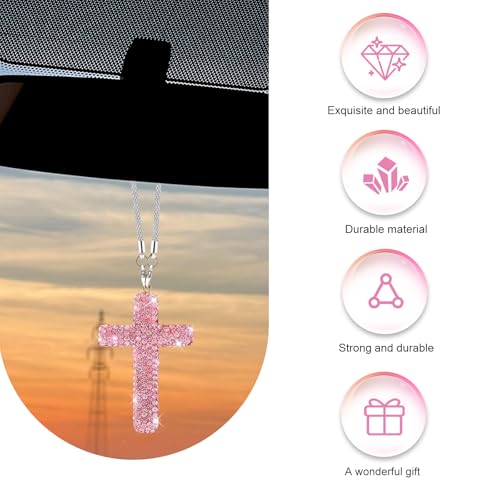Bling Cross Car Hanging Accessories, Crystal Rhinestone Rear - Product Imagery