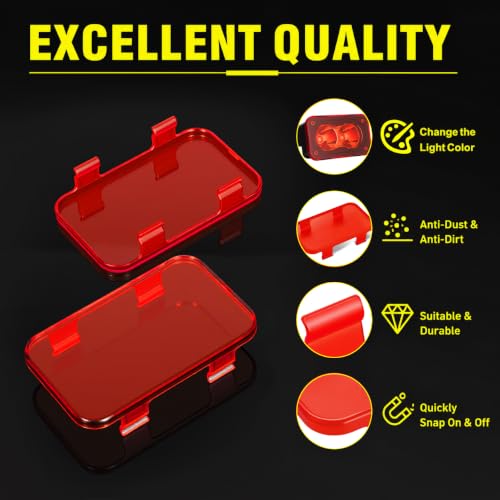 Red LED Pods Covers 2pcs 3x1.8 LED Pod Light Bars Red Covers - Product Imagery