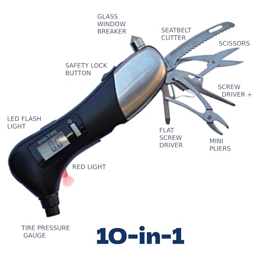 Digital Tire Pressure Gauge 10-in-1 Car Gift Multi-Tool in Gift - Product Imagery