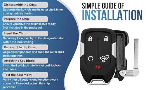 Key Fob Shell, Replacement Smart Remote Key Case Cover 5 Buttons - Product Imagery