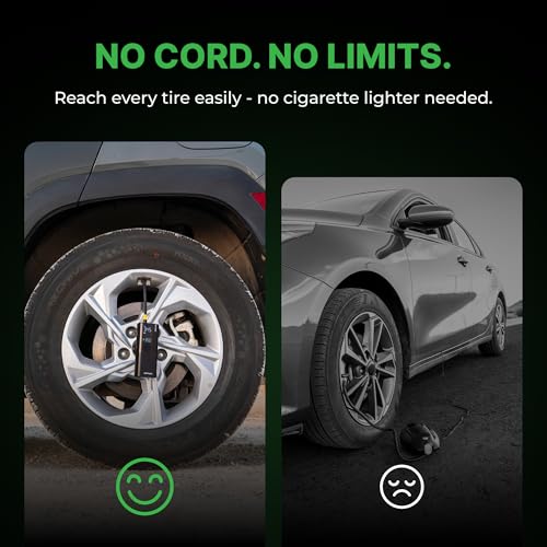 Airmoto Tire Inflator Portable Air Compressor for Cars, Bikes - Product Imagery