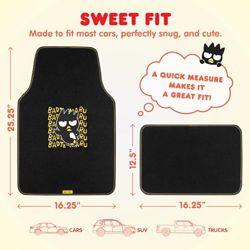 Badtz-Maru Carpet Car Floor Mats - Universal Fit for Cars, SUVs - Product Imagery