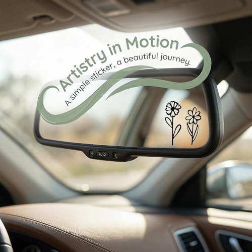 WZP 4PCS Flower Rear View Mirror Sticker, Cute Flowers Rearview - Product Imagery