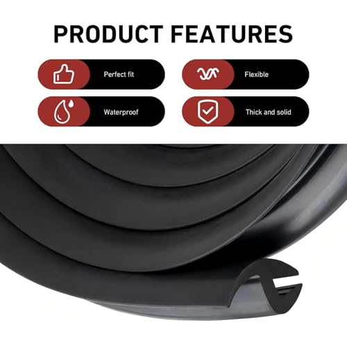 1.7M/5.6Ft Windshield Cowl Rubber Seal Strip, Front Rear - Product Imagery