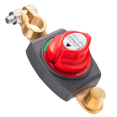 Spurtar Top Post Auto Battery Disconnect Switch 12V-48V, Red - Product Imagery