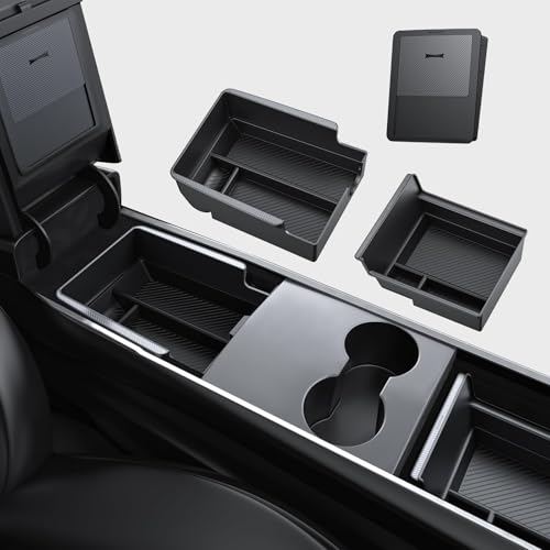 BASENOR 3PCS Center Console Organizer for Tesla Model Y Model 3 - Product Imagery