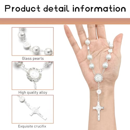 Ohleats Car Rosary for Rearview Mirror, Cross Blessing Pendant, - Product Imagery