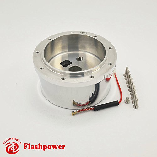 Polished 14" BILLET 9 HOLE STEERING WHEEL KIT W/HORN BUTTON & - Product Imagery
