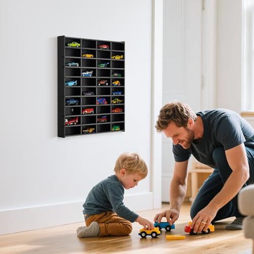 Krafetto 40-Slot Toy Car Display Shelf for 1/64 Cars, Wall - Product Imagery