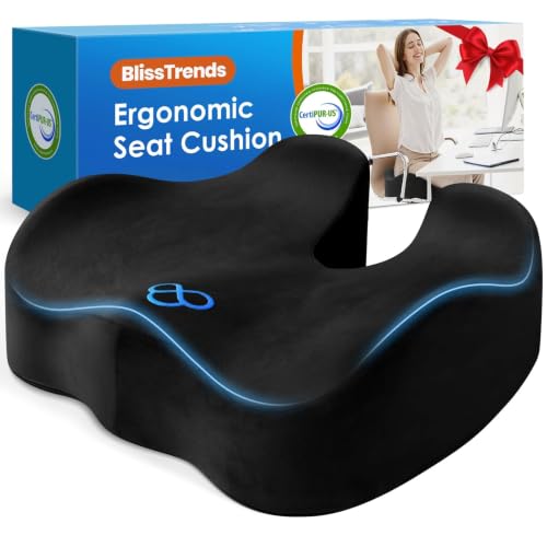 BlissTrends Memory Foam Seat Cushion for Office Chair & Car - Product Imagery