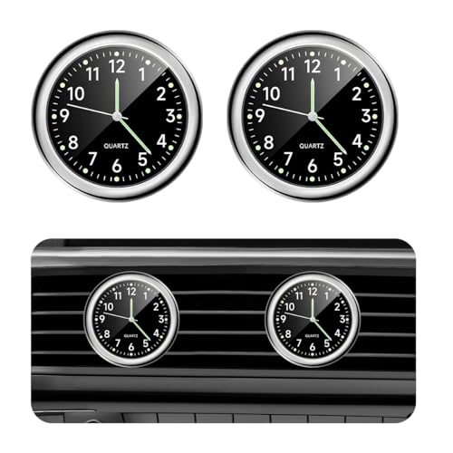 povtii 2 PCS Mini Car Clock, Round Shape Luminous Vehicle - Product Imagery