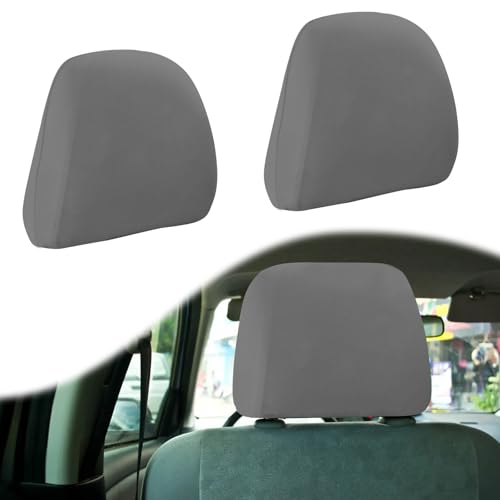 BFXM 2Pcs Car Seat Headrest Cover, Gray Flexible Car Headrest - Product Imagery