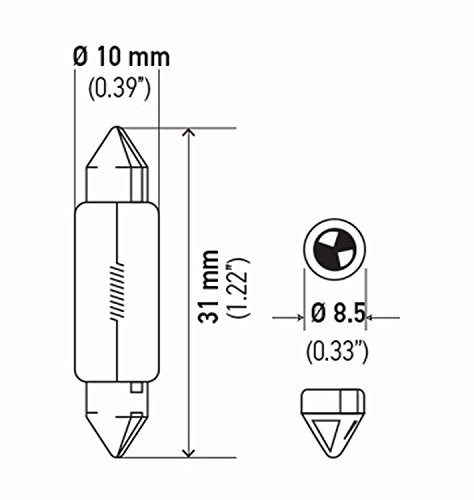 Hella DE3175TB Bulb 3175 12V 10W Sv8.5-8 T3.25 10X31(2) - Product Imagery