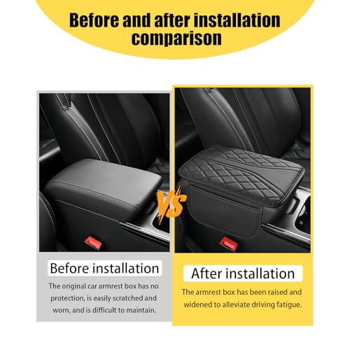 Car Center Console Cover with 2 Storage Bags, Leather Armrest - Product Imagery