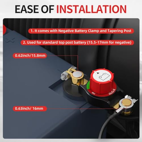 top Post Battery Disconnect Switch 12v-48v Kill Switch for car, - Product Imagery
