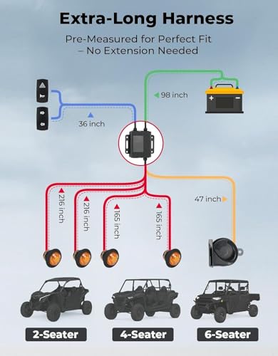 KEMIMOTO UTV Turn Signal Kit with 110D Horn, Plug and Play UTV - Product Imagery