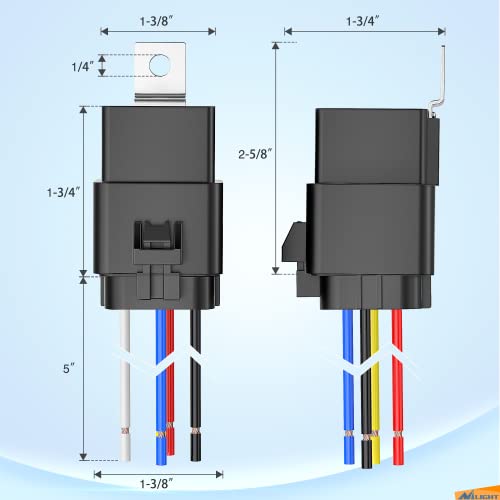 Nilight 5 Pack Waterproof Relay and Socket Harness 40/30 AMP - Product Imagery