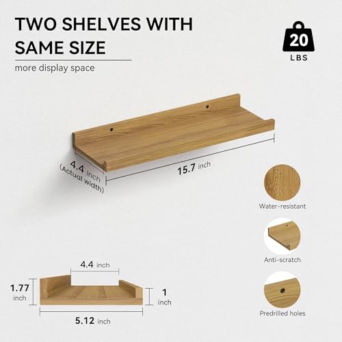 Boswillon Floating Shelves Set of 2, Small Wall Shelf with Lip, - Product Imagery