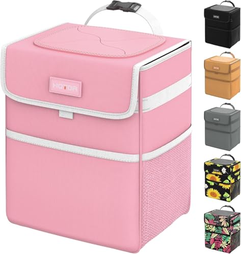 HOTOR Car Trash Can, Leak-Proof Car Organizer, Pink, 2-Gallon - Product Imagery